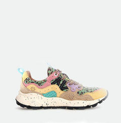 Flower Mountain Yamano 3 Suede Print Leo Cotton Beige Sand T1 TRAINERS - ZIGZAG Footwear