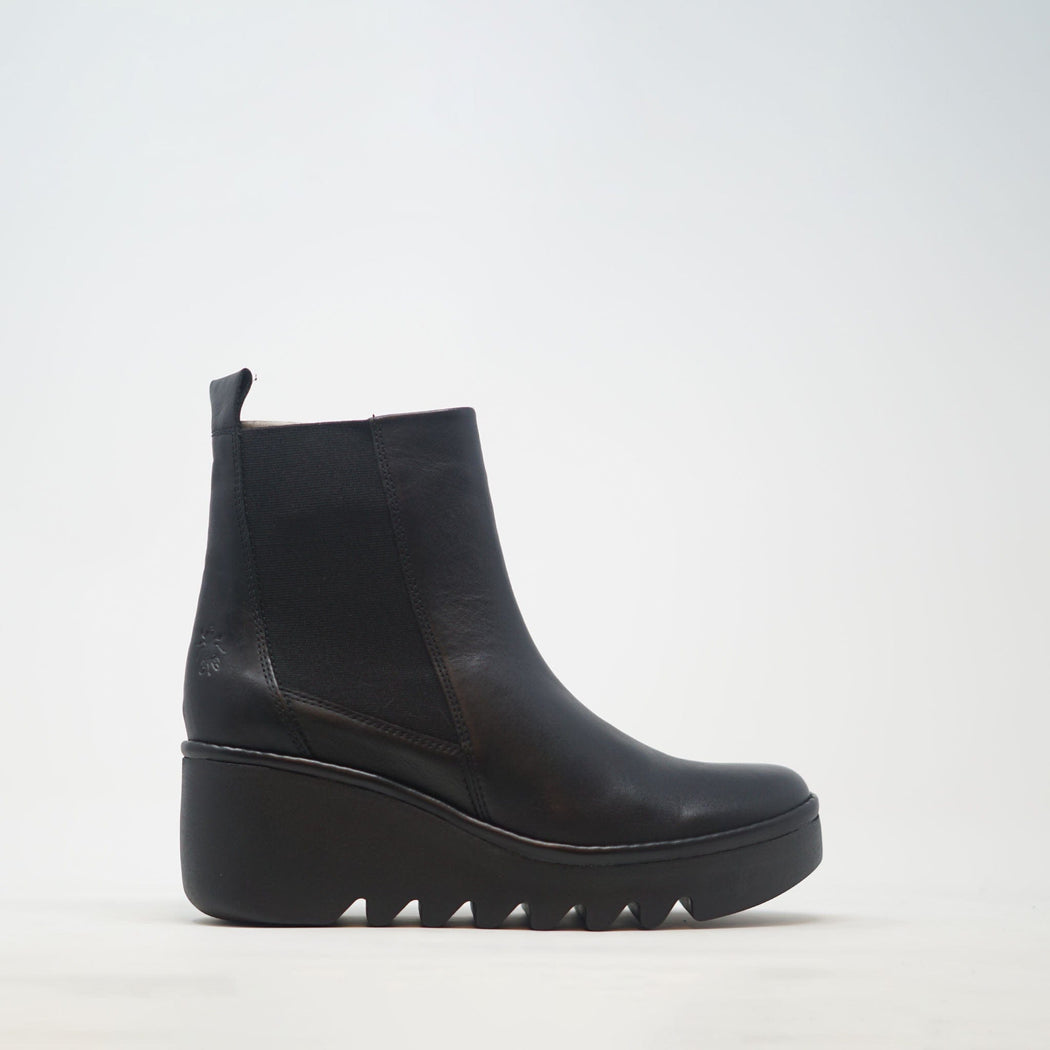 Fly London Bagu Leather Boots Black BOOTS - ZIGZAG Footwear