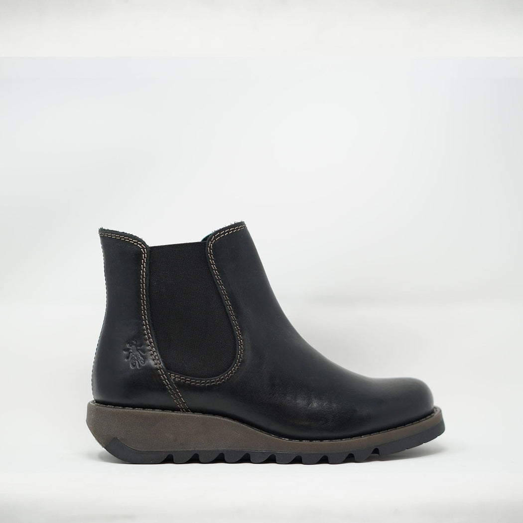 Fly London SALV Leather Chelsea Boots - Black BOOTS - ZIGZAG Footwear