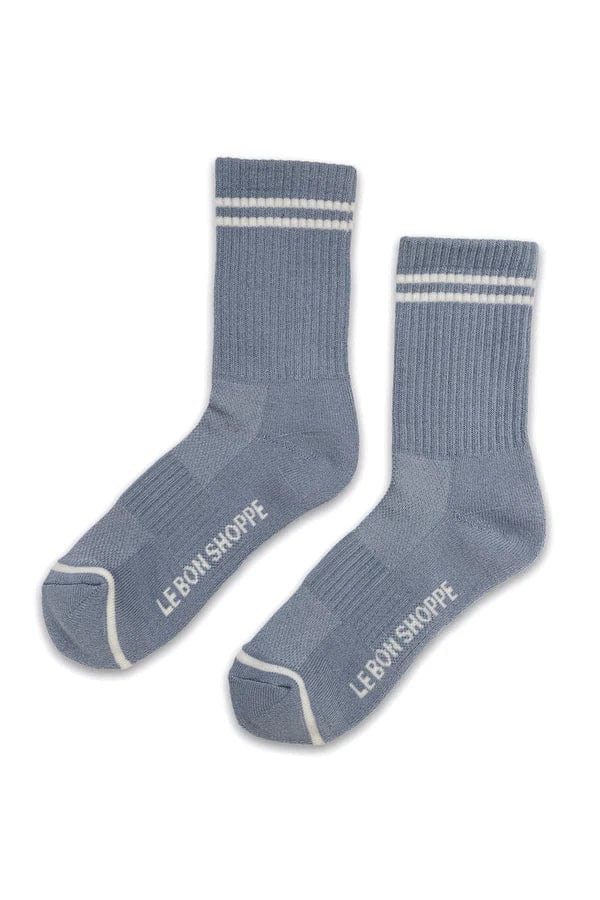 Le Bon Shoppe Boyfriend Socks Blue / Grey Socks  - ZIGZAG Footwear
