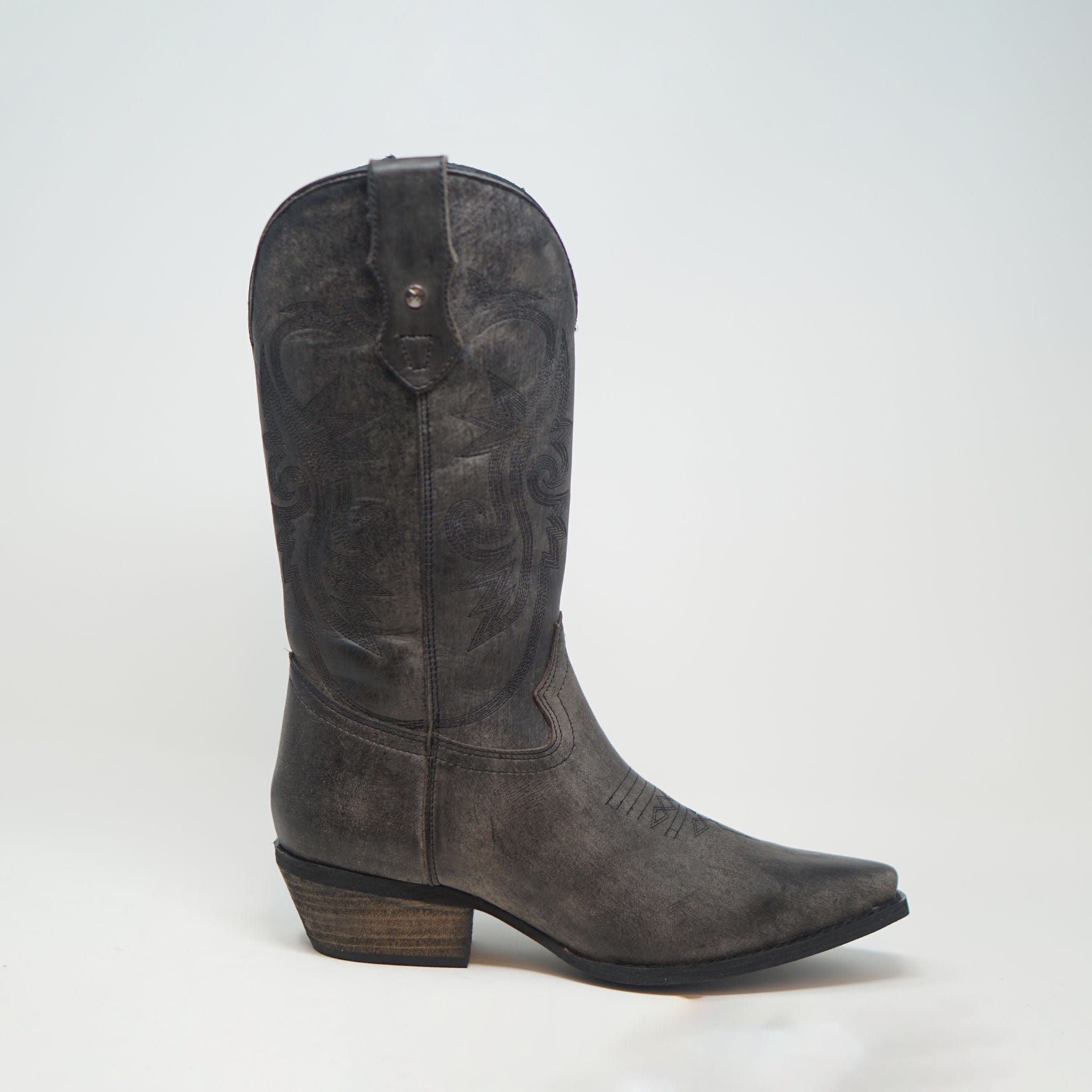 Ravel Taylor Grey Leather Cowboy Boots BOOTS  - ZIGZAG Footwear