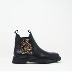 Tamaris Leather Ankle Boot Black Leopard BOOTS - ZIGZAG Footwear