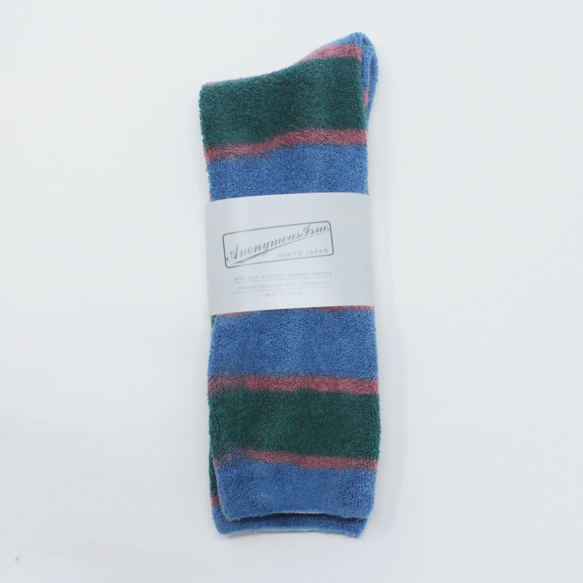 Anonymous-Ism Old Surf Stripes Crew Socks Blue L Socks  - ZIGZAG Footwear