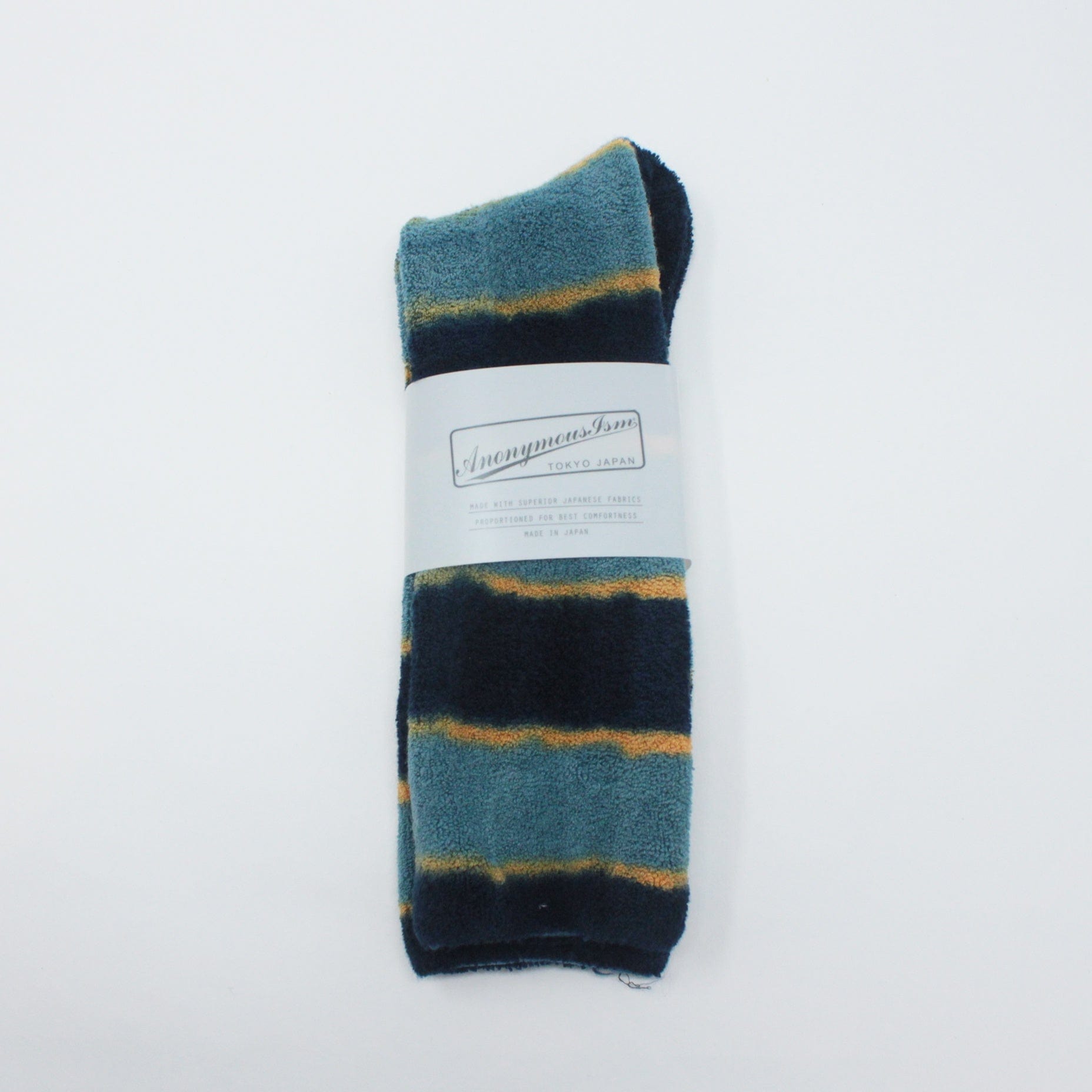 Anonymous-Ism Old Surf Stripes Crew Socks Navy L Socks  - ZIGZAG Footwear