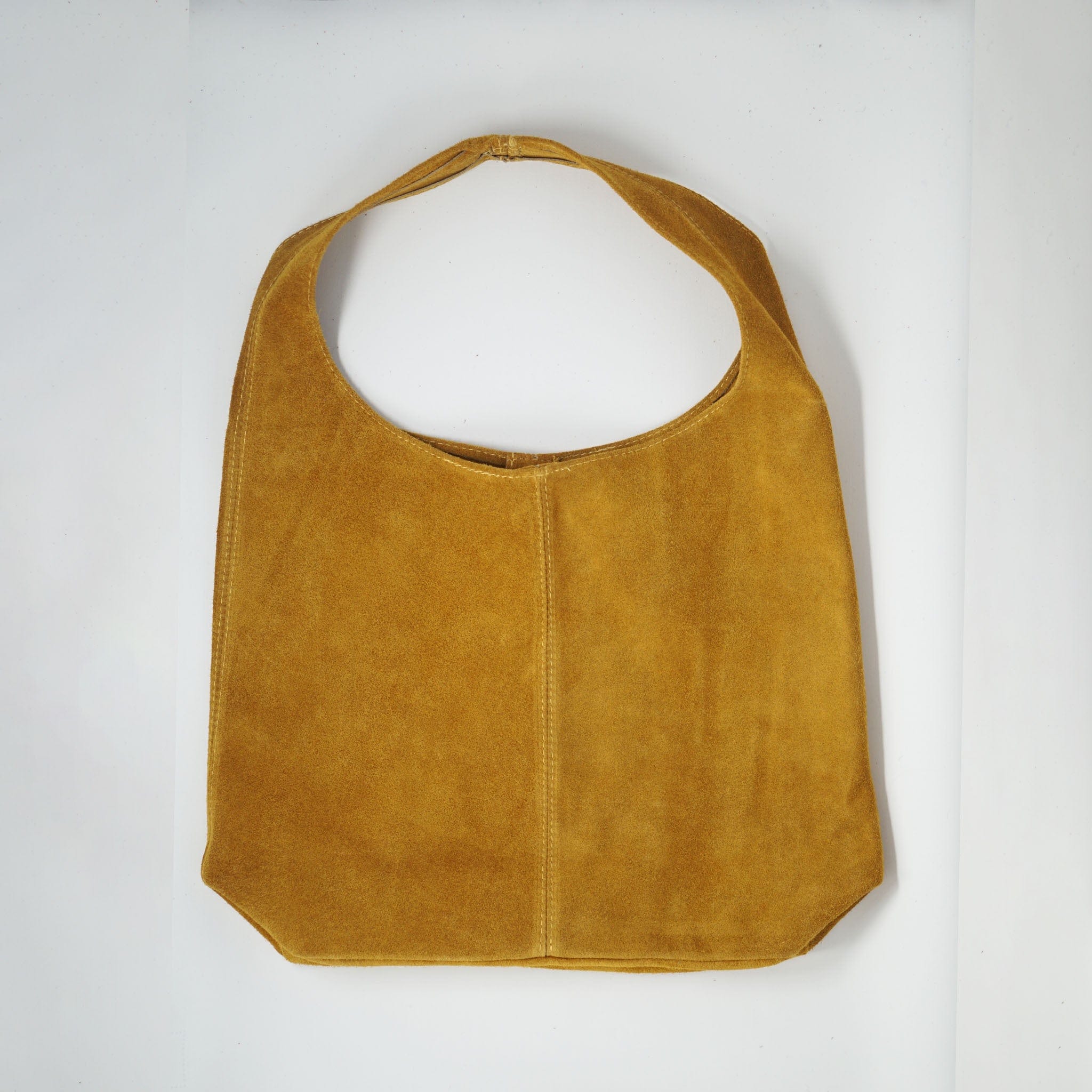 Bagitali M561 Large Suede Shoulder Bag - Mustard BAGS  - ZIGZAG Footwear