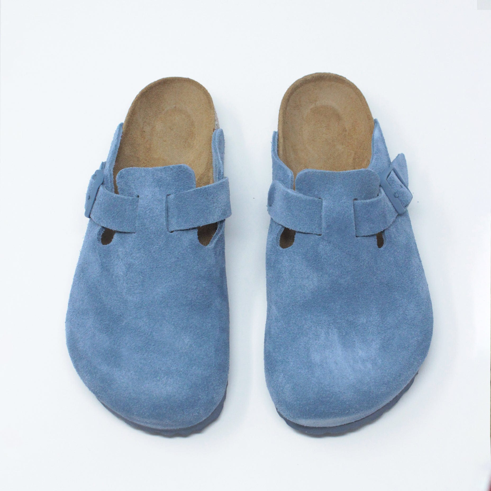 Birkenstock Boston Regular Footbed Suede Clogs Elemental Blue SHOES  - ZIGZAG Footwear