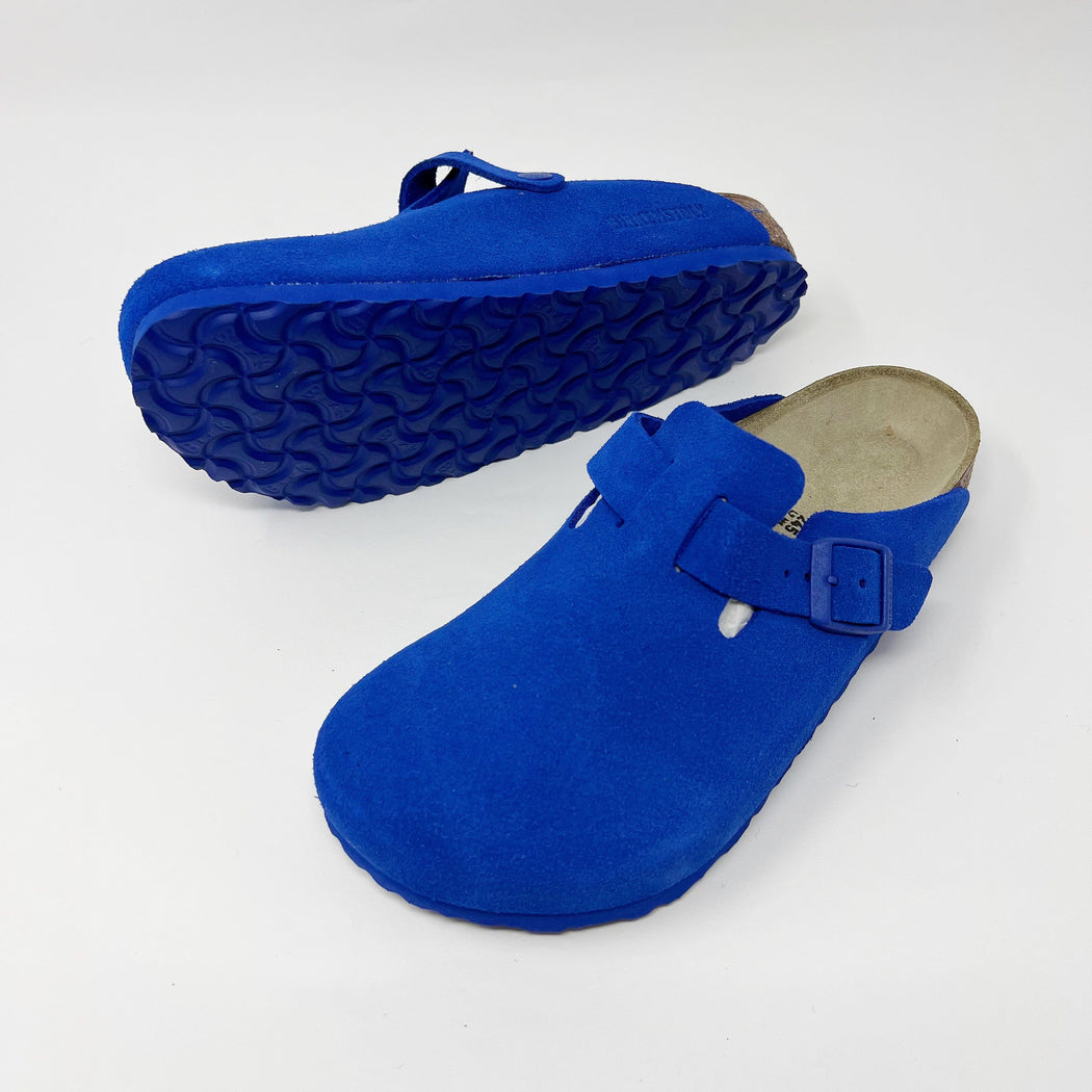 Birkenstock Boston Regular Footbed Suede Clogs Ultra Blue SHOES  - ZIGZAG Footwear