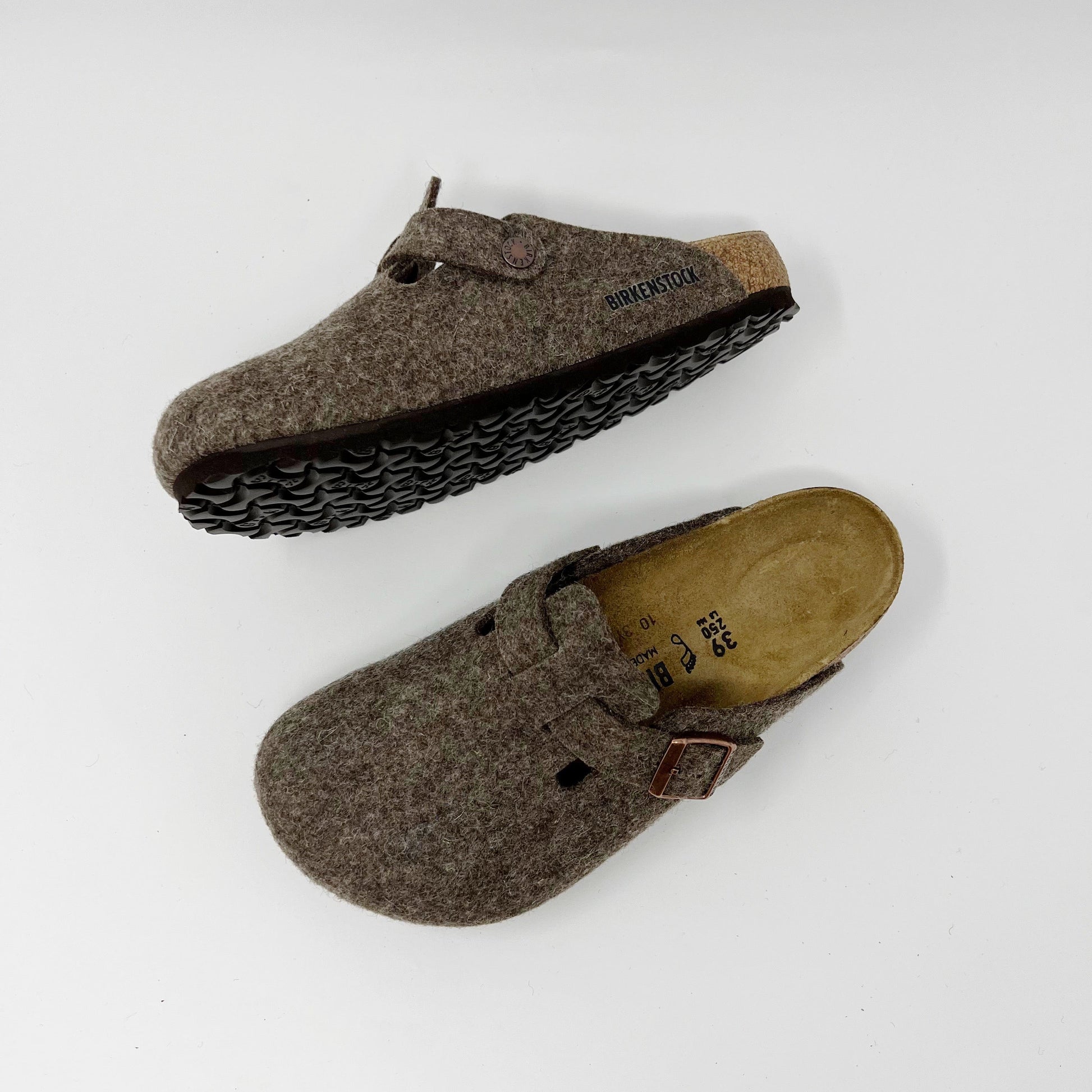 Birkenstock Boston Regular Footbed Wool Felt Clogs Cacao SLIPPERS  - ZIGZAG Footwear
