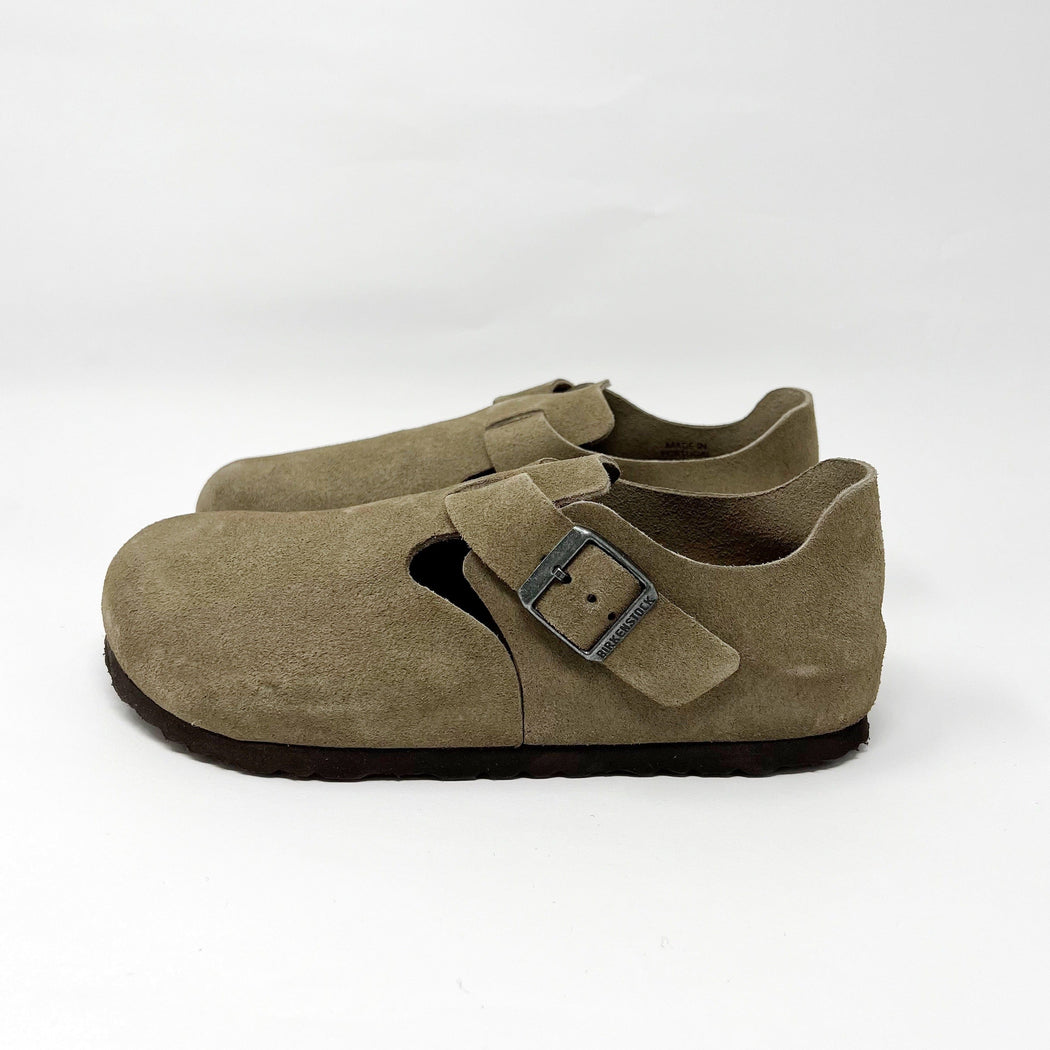 Birkenstock London Narrow Footbed Suede Taupe SHOES  - ZIGZAG Footwear
