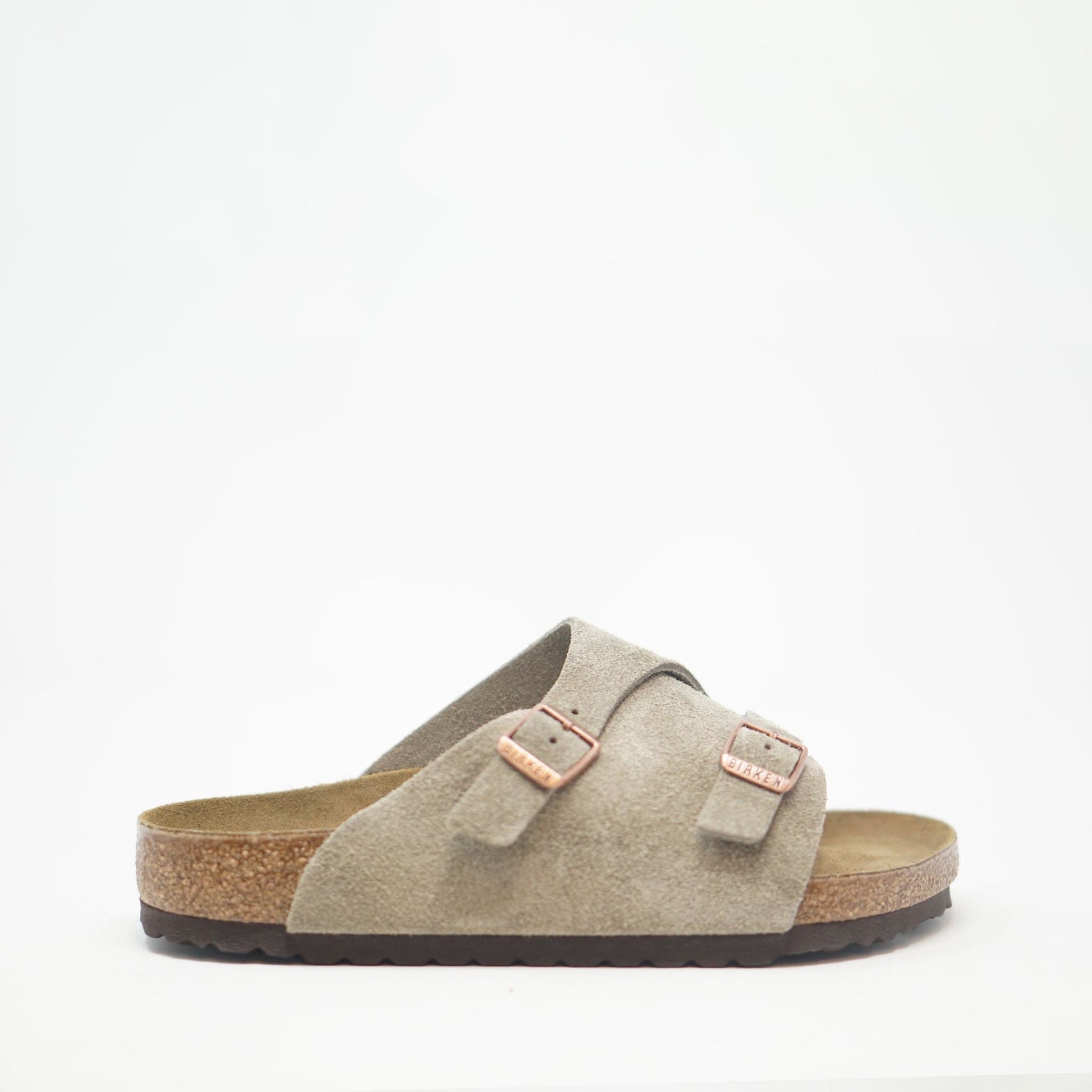 Birkenstock Zürich Regular Footbed Suede Sandal Taupe SANDALS  - ZIGZAG Footwear