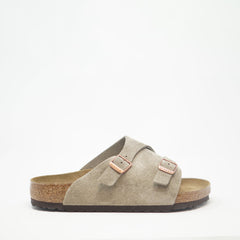 Birkenstock Zürich Regular Footbed Suede Sandal Taupe SANDALS  - ZIGZAG Footwear