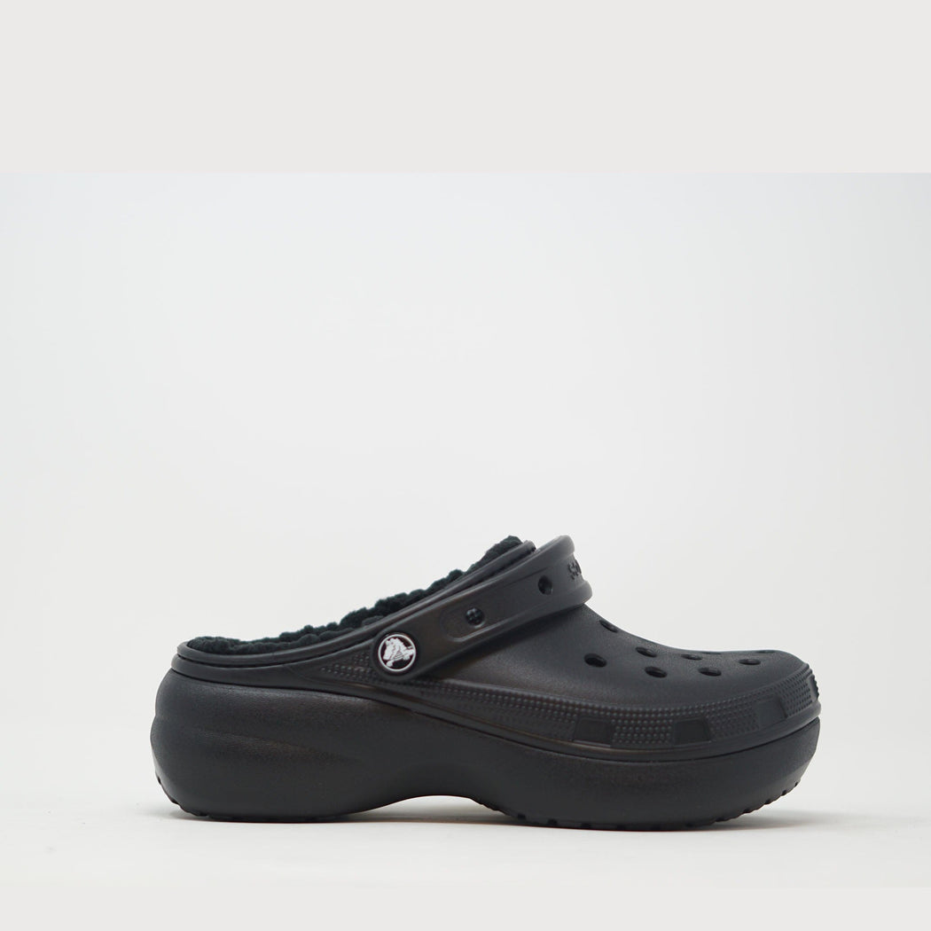 Crocs Classic Platform Lined Clog Black Black SHOES  - ZIGZAG Footwear