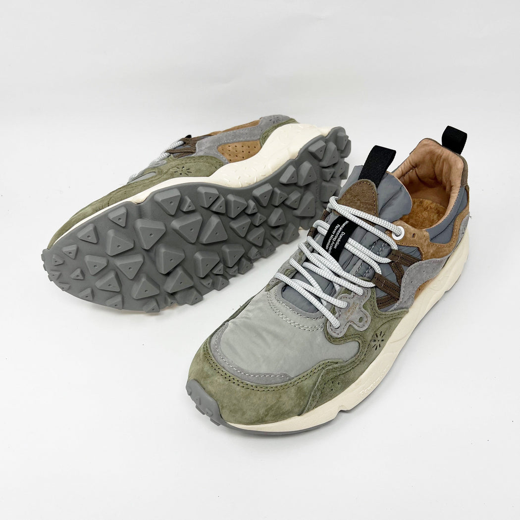 Flower Mountain M Yamano 3 Suede Nylon Ripstop Military Grey W TRAINERS  - ZIGZAG Footwear
