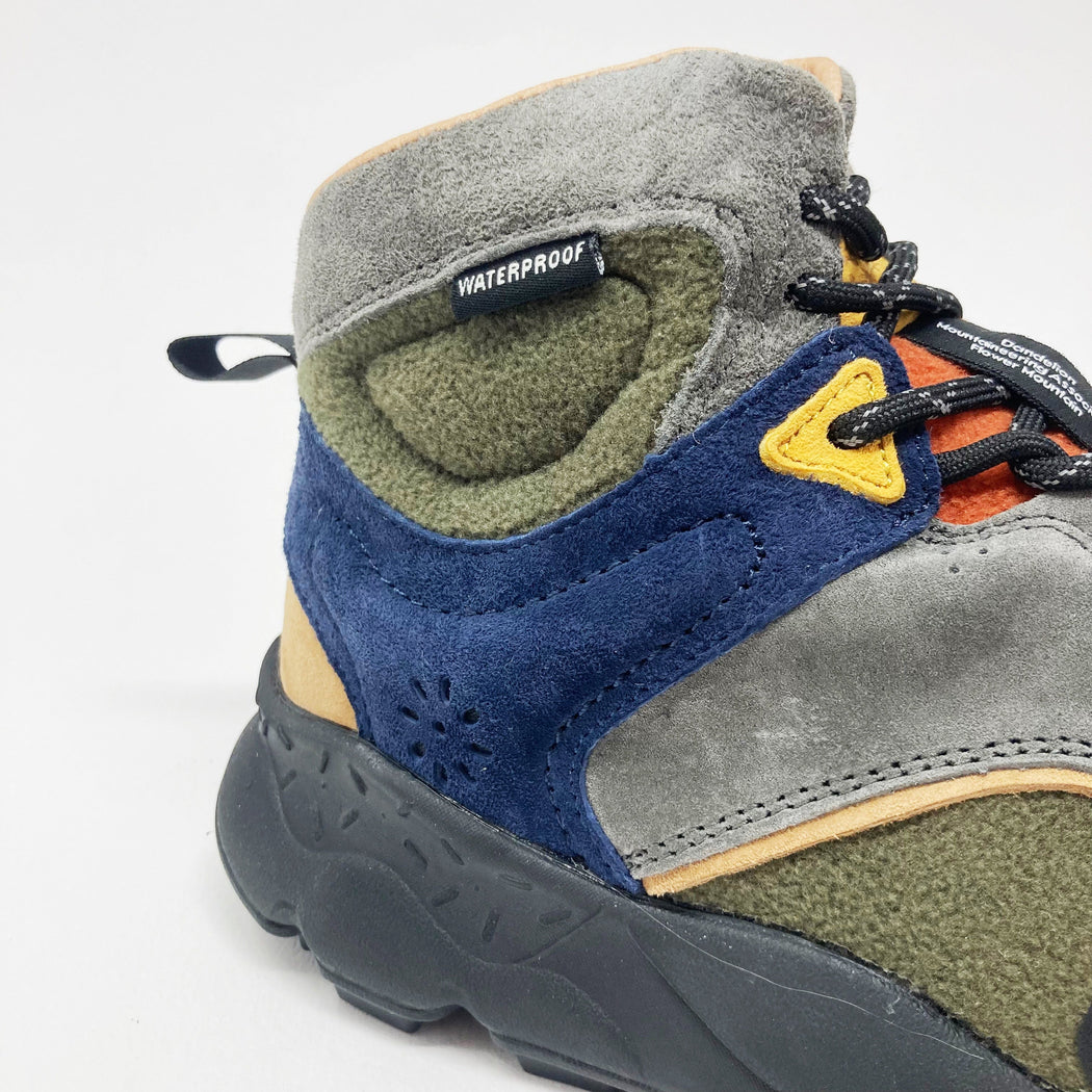 Flower Mountain U Back Country Waterproof Mid Suede / Pile Grey-Military-S TRAINERS  - ZIGZAG Footwear