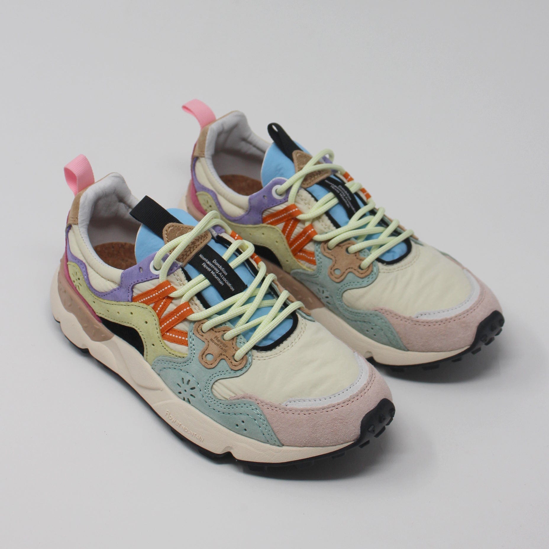 Flower-Mountain-Yamano-3-Suede-U-/-Nylon-Pink-Beige-Light-Green-GG TRAINERS  - ZIGZAG Footwear