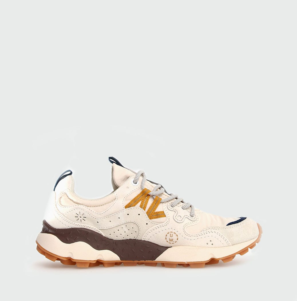 Flower Mountain Yamano 3 Uni Universal Works Suede Nylon Ecru Light Brown S1 TRAINERS  - ZIGZAG Footwear