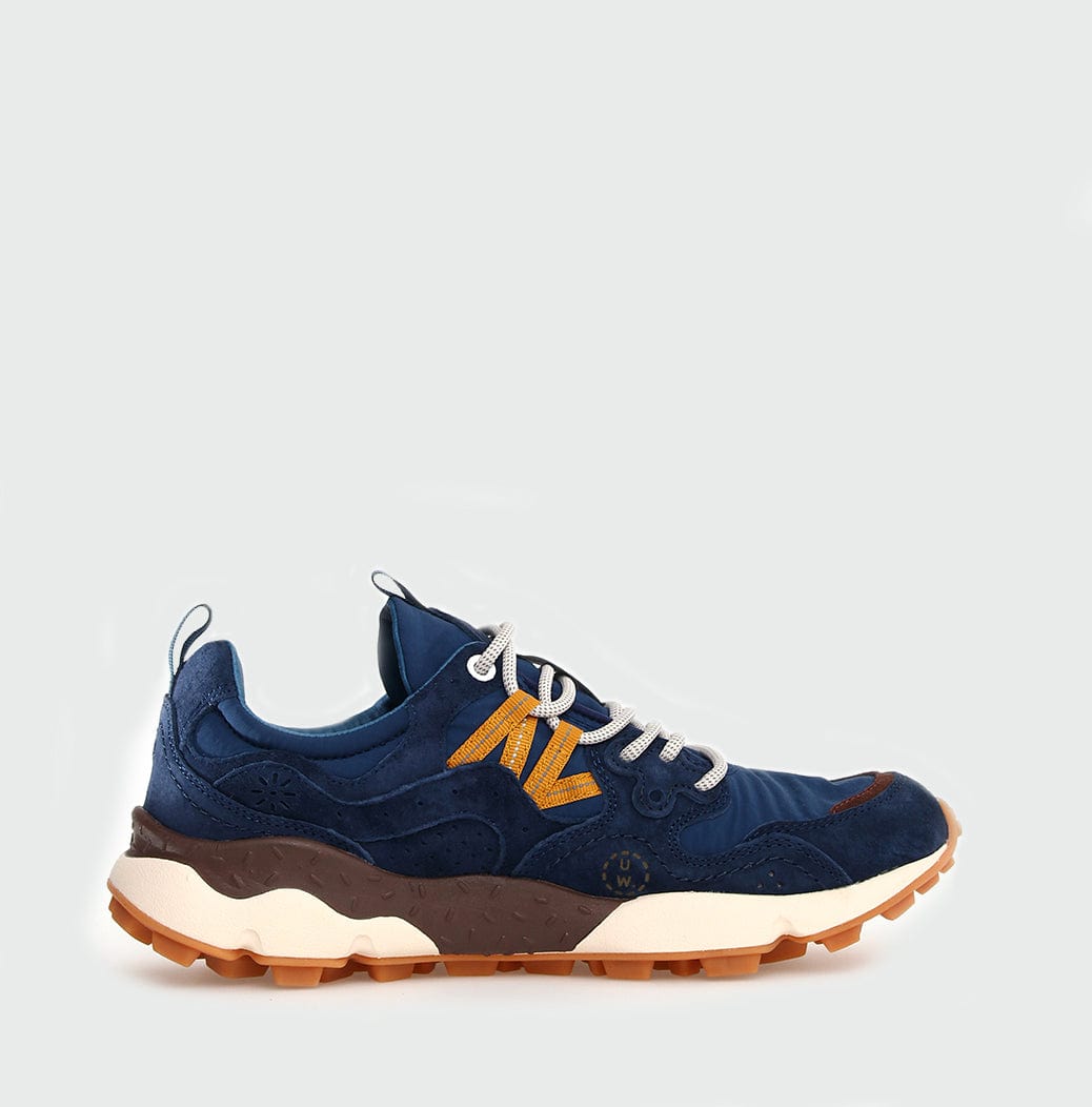 Flower Mountain Yamano 3-Uni Universal Works Suede Nylon Navy Brown R1 TRAINERS  - ZIGZAG Footwear