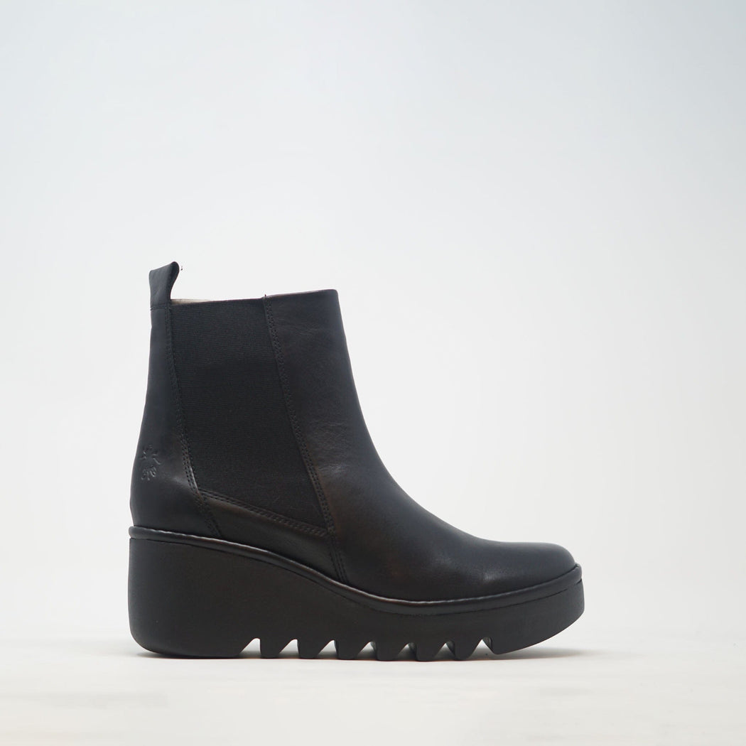 Fly London Bagu Leather Boots Black BOOTS  - ZIGZAG Footwear
