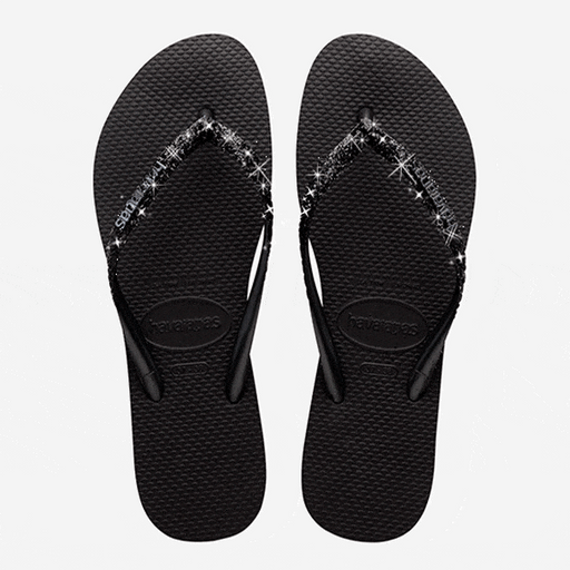 Havaianas Slim Glitter II Black Dark Grey SANDALS  - ZIGZAG Footwear