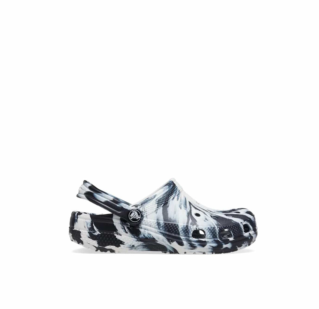 Kids Crocs Classic Marbled Clog Black White SANDALS  - ZIGZAG Footwear