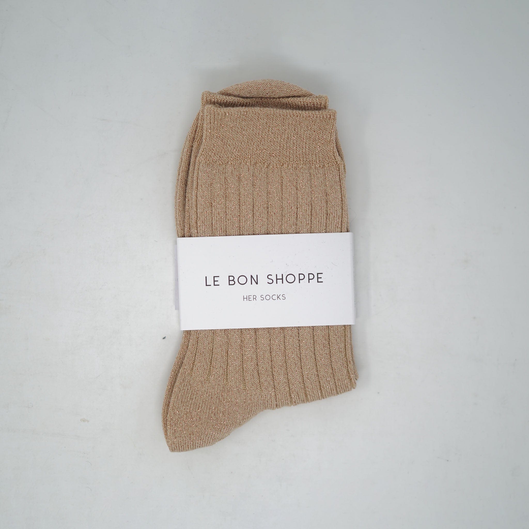 Le Bon Shoppe Her Lurex Socks Champagne Glitter Socks  - ZIGZAG Footwear
