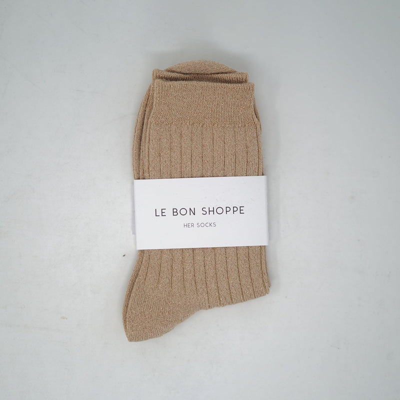 Le Bon Shoppe Her Lurex Socks Champagne Glitter Socks  - ZIGZAG Footwear