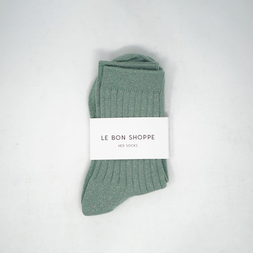 Le Bon Shoppe Her Lurex Socks Jade Glitter Socks  - ZIGZAG Footwear