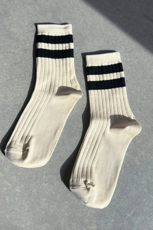 Le Bon Shoppe Her Socks Varsity Cream Black Socks  - ZIGZAG Footwear