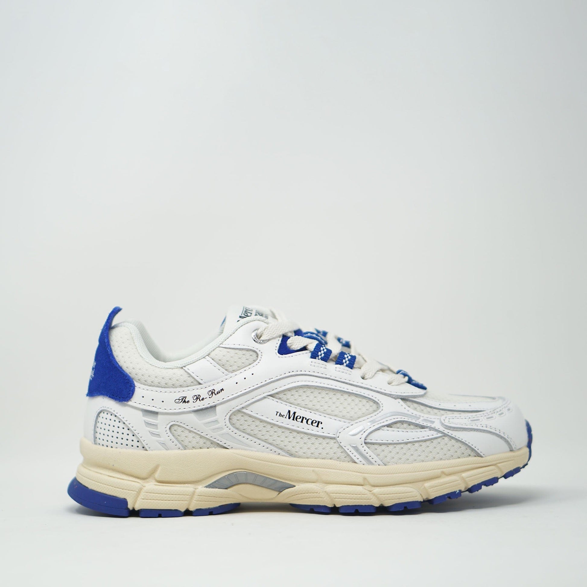 Mercer The Re Run Vintage White Blue TRAINERS  - ZIGZAG Footwear