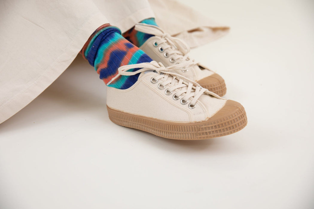 RoToTo Tie-Dye Formal Crew Socks-Blue/Orange/Turquoise Socks  - ZIGZAG Footwear
