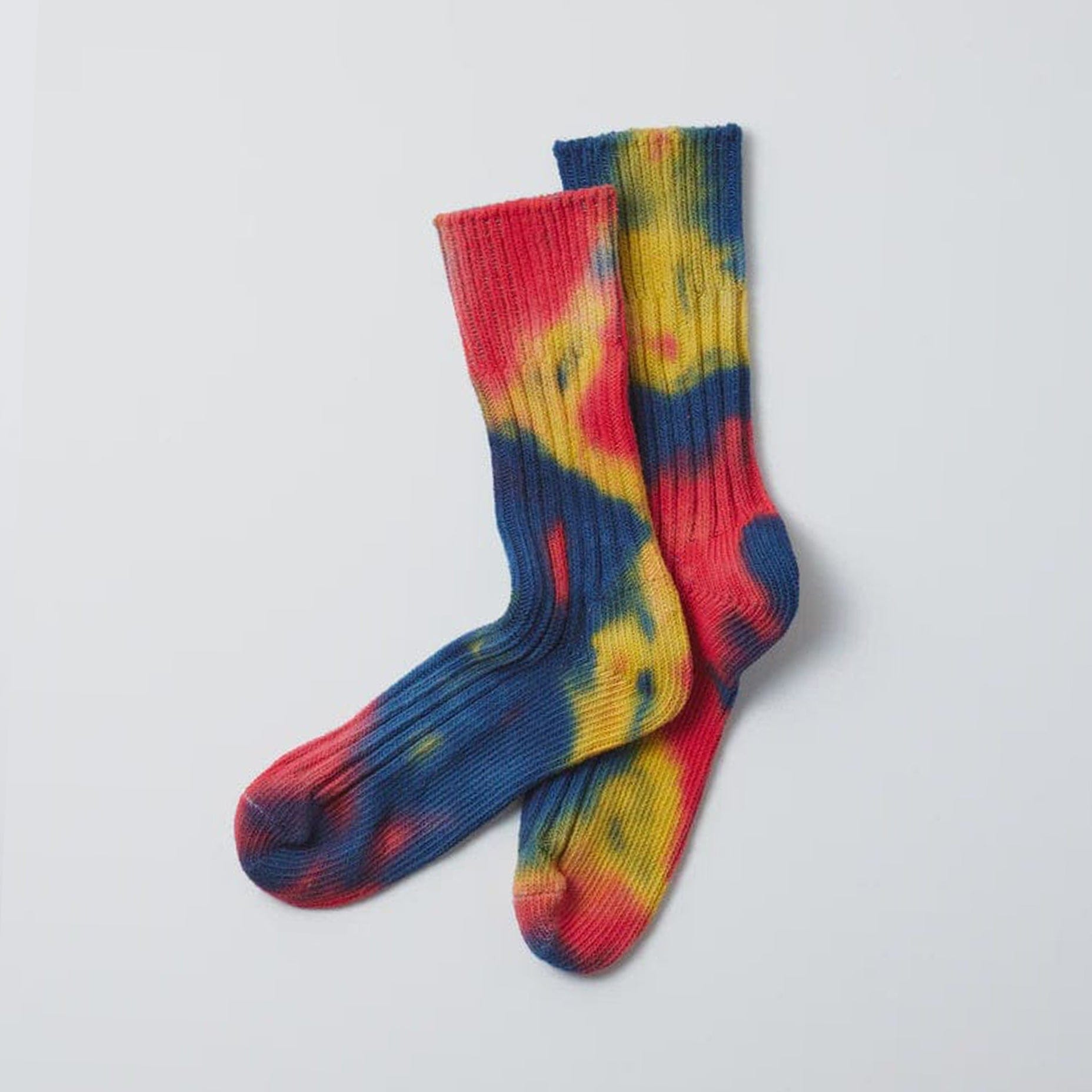 RoToTo Tie-Dye Formal Crew Socks Red/Blue Socks  - ZIGZAG Footwear