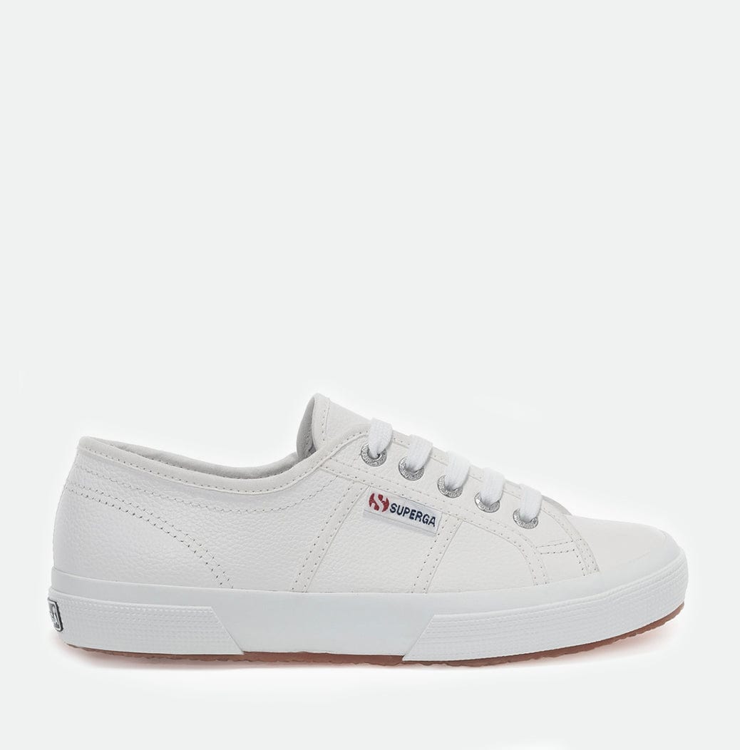 Superga Cotu 2750 Efglu Tumbled Leather White TRAINERS  - ZIGZAG Footwear