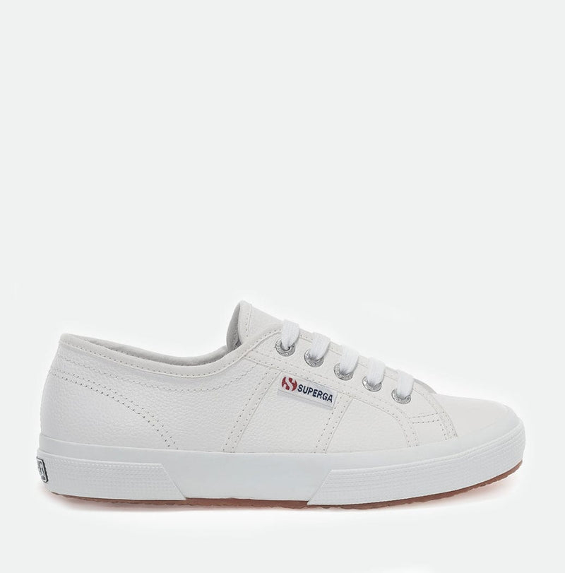 Superga Cotu 2750 Efglu Tumbled Leather White TRAINERS  - ZIGZAG Footwear