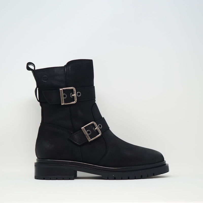 Tamaris Leather Buckle Boot Black BOOTS  - ZIGZAG Footwear