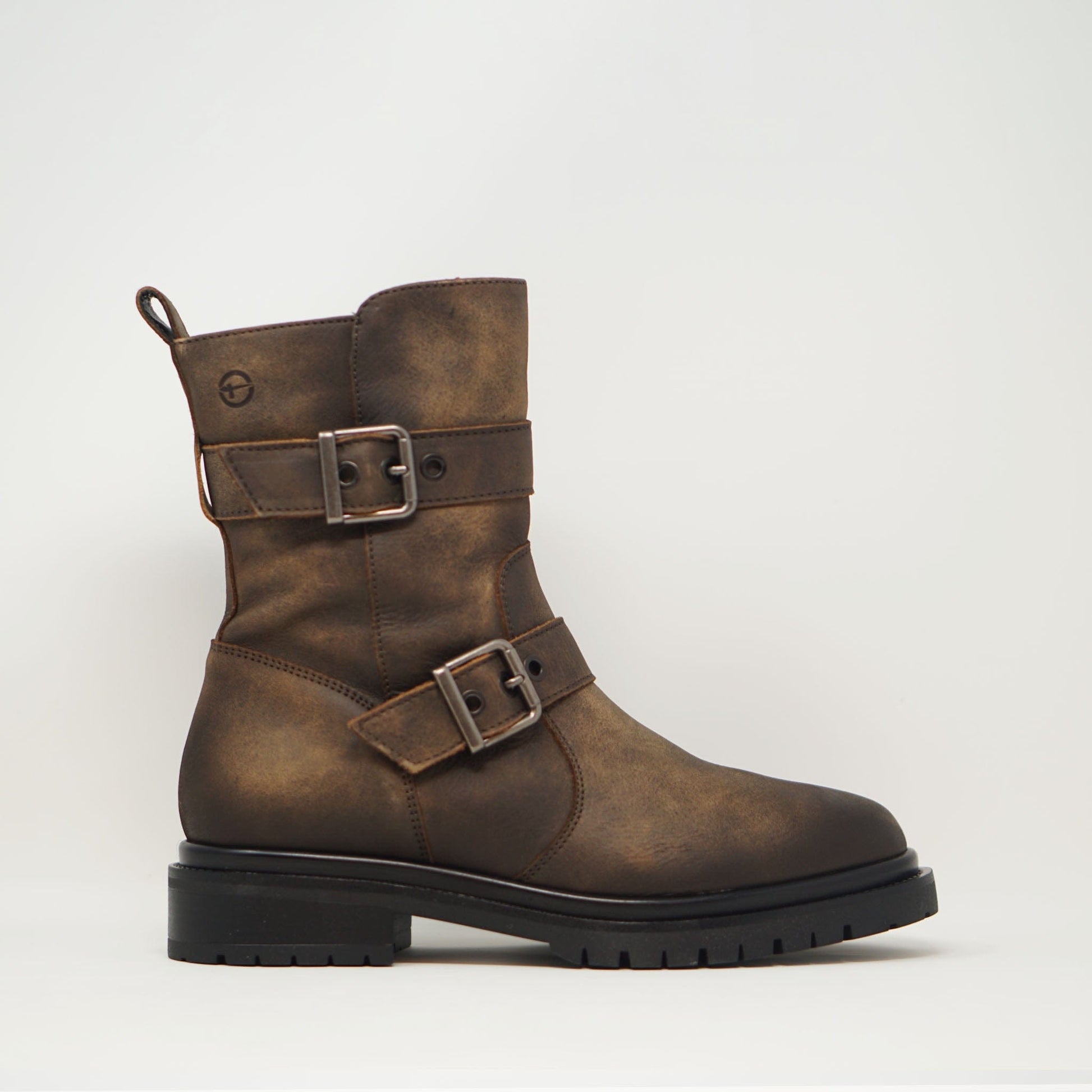 Tamaris Leather Buckle Boot Rich Brown BOOTS  - ZIGZAG Footwear