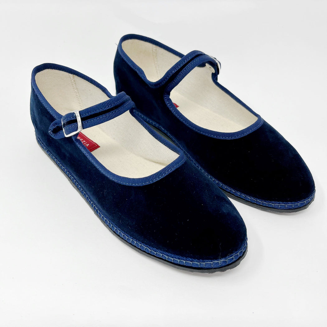 Vibi Venezia Velvet Mary Jane Blu SHOES  - ZIGZAG Footwear