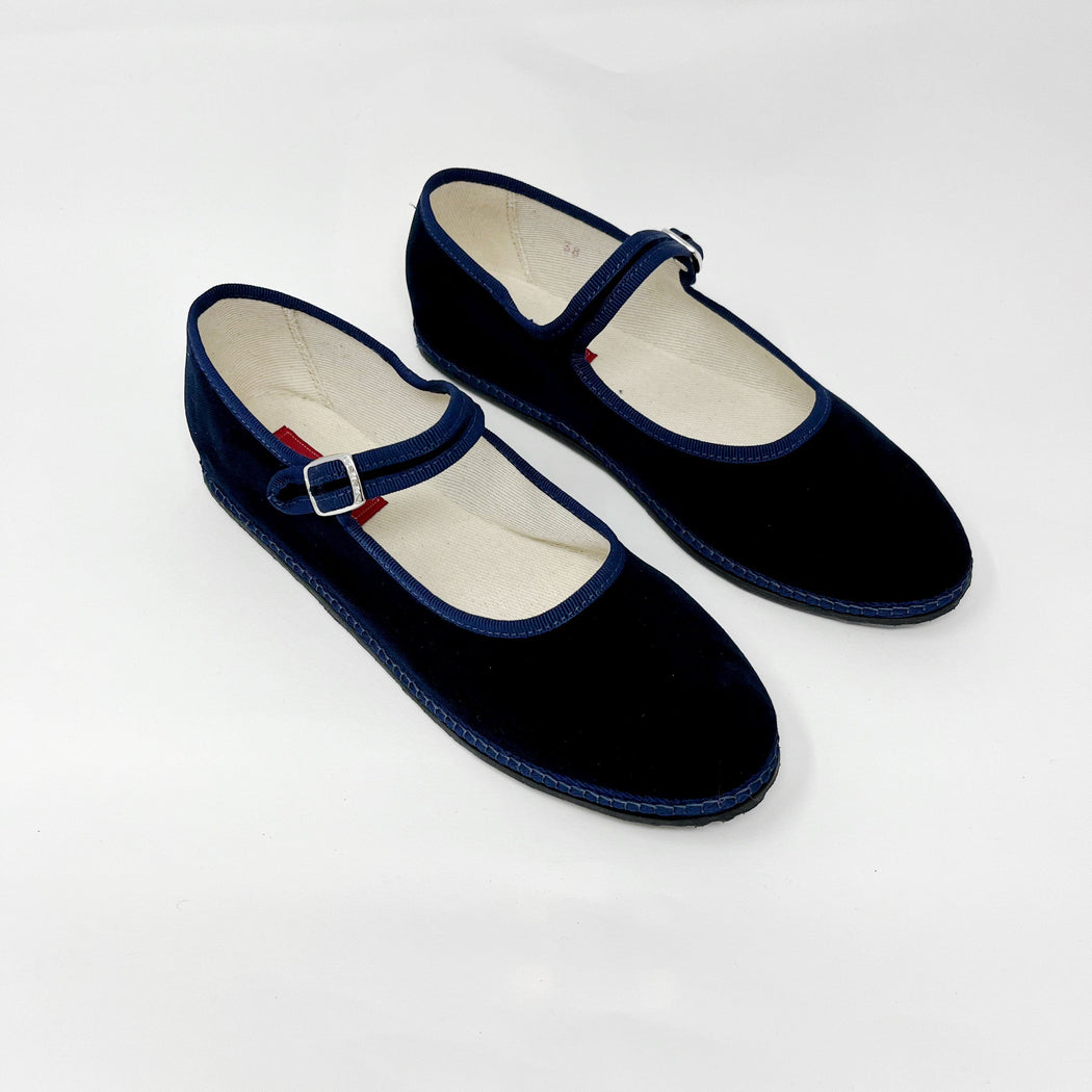 Vibi Venezia Velvet Mary Jane Blu SHOES  - ZIGZAG Footwear
