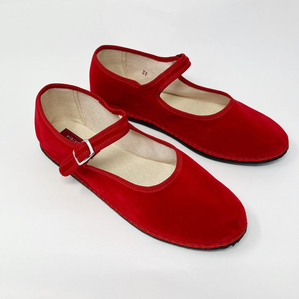 Vibi Venezia Velvet Mary Jane Rosso SHOES  - ZIGZAG Footwear