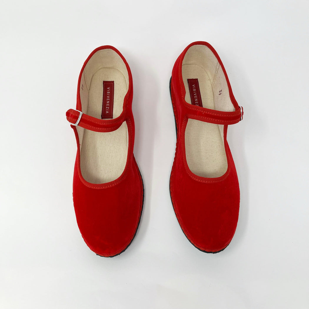Vibi Venezia Velvet Mary Jane Rosso SHOES  - ZIGZAG Footwear