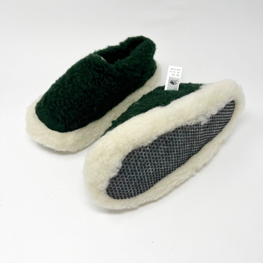 Yoko Wool Siberian Dark Green SLIPPERS  - ZIGZAG Footwear