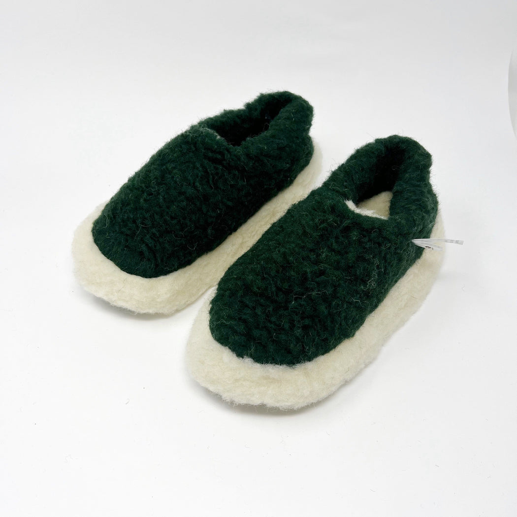Yoko Wool Siberian Dark Green SLIPPERS  - ZIGZAG Footwear
