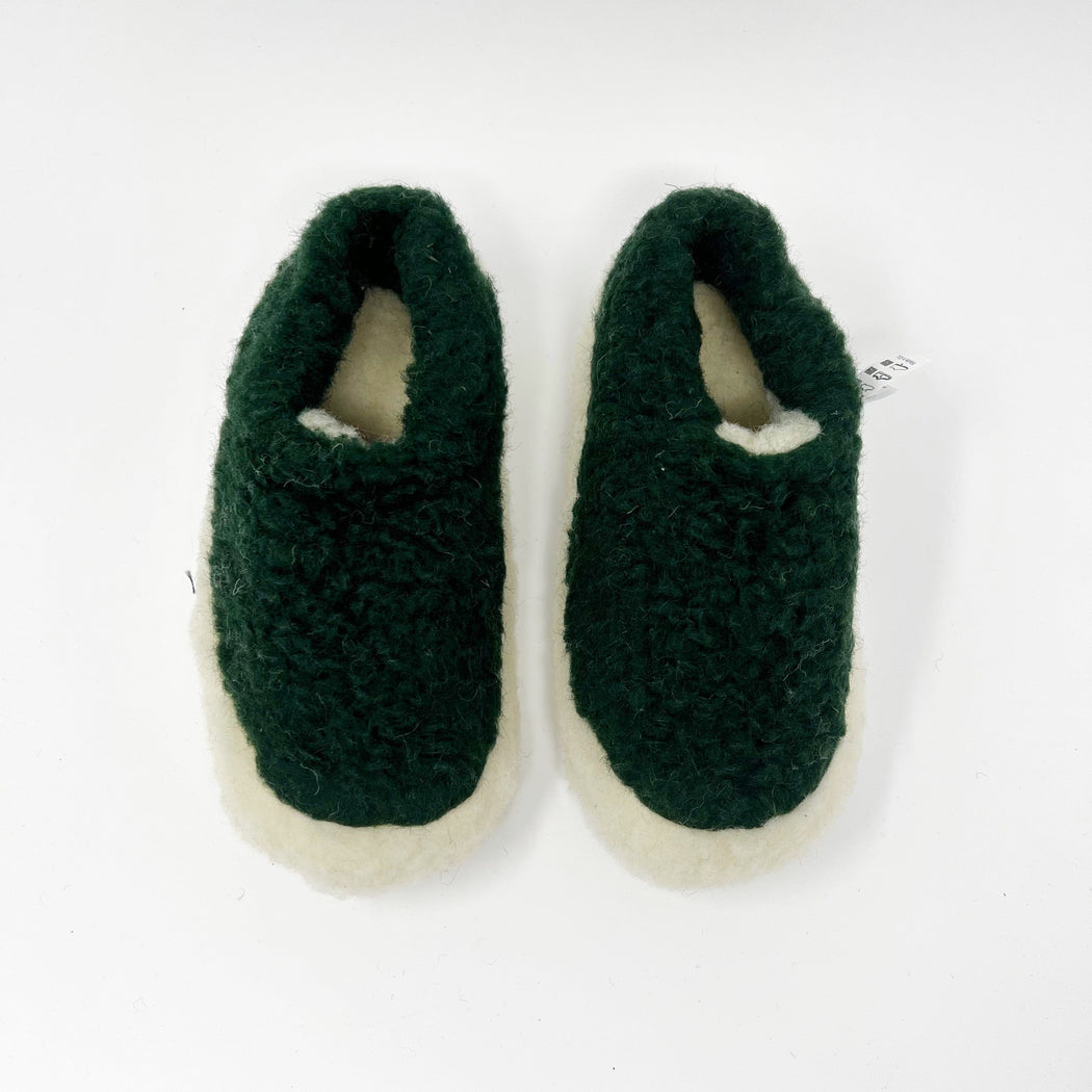 Yoko Wool Siberian Dark Green SLIPPERS  - ZIGZAG Footwear