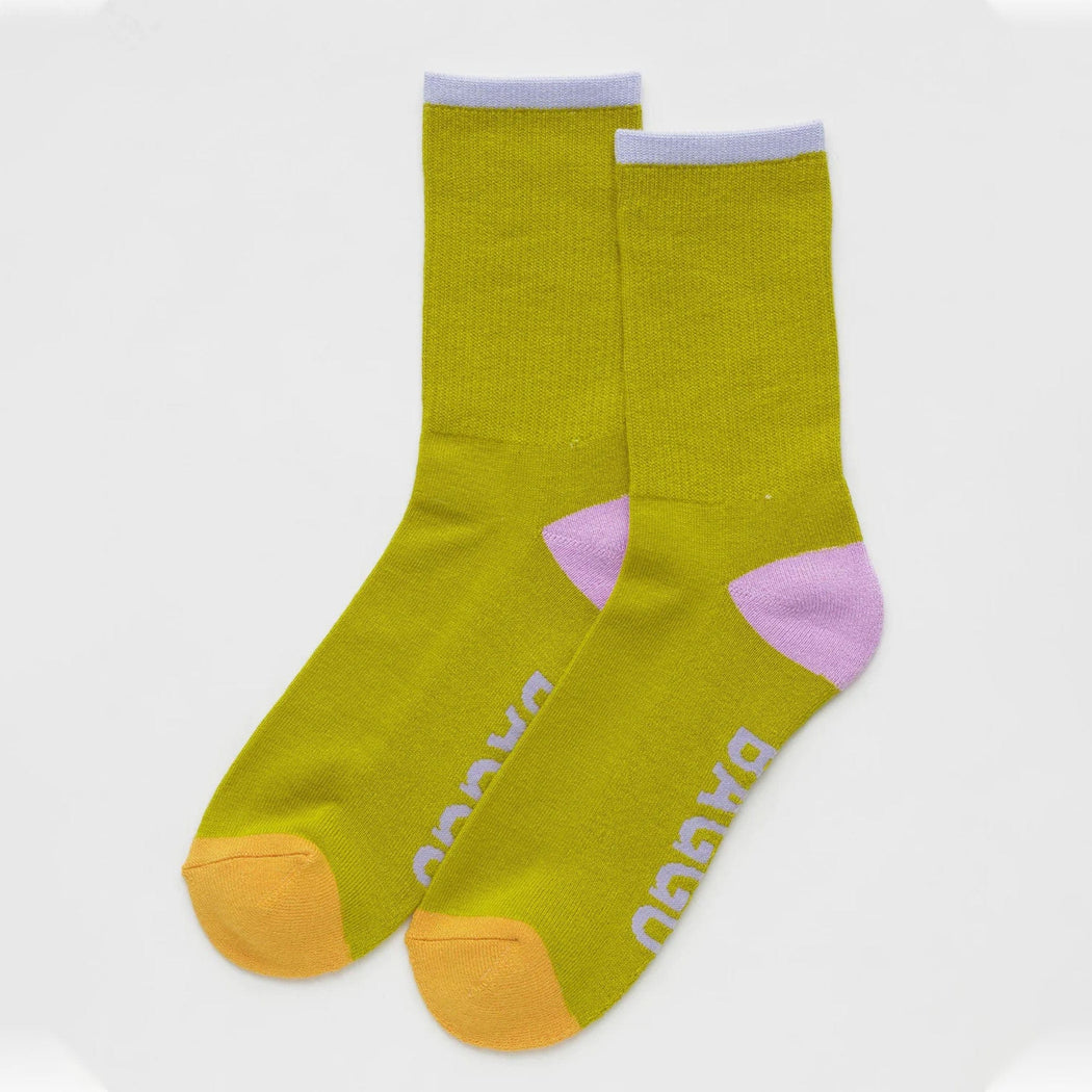 Baggu Ribbed Sock Citron Mix Small Socks  - ZIGZAG Footwear