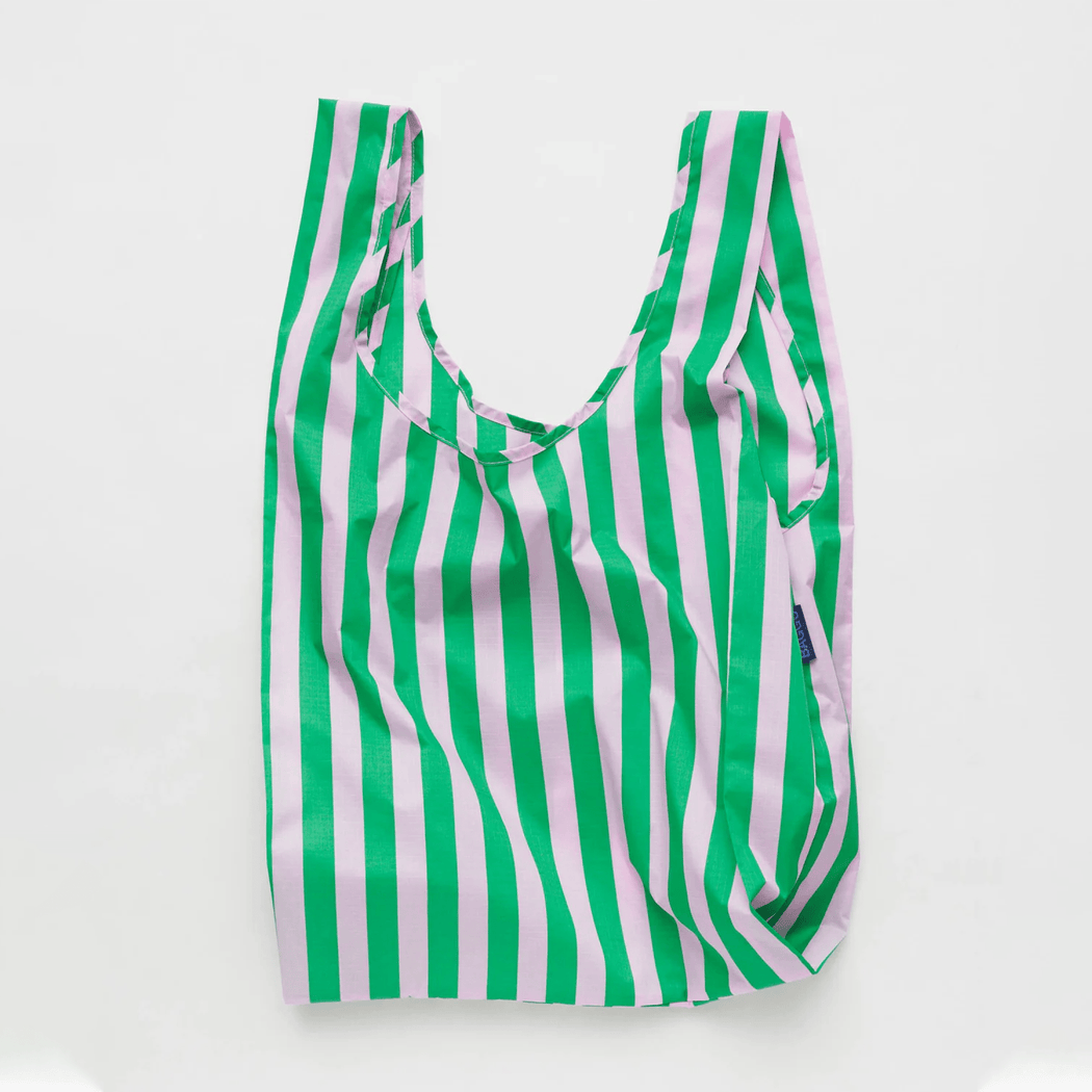 Baggu Standard Bag Pink Green Awning Stripe BAGS  - ZIGZAG Footwear