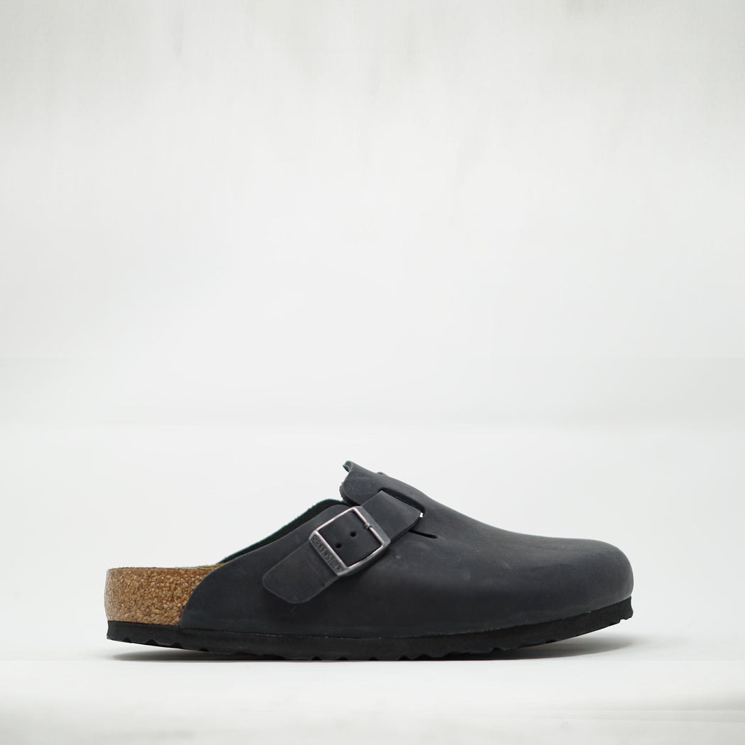 Birkenstock Boston Regular Footbed Oiled Leather Black SHOES  - ZIGZAG Footwear