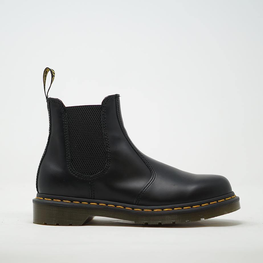 Dr Martens 2976 Yellow Stitch Smooth Leather Chelsea Boots Black — ZIGZAG  Footwear