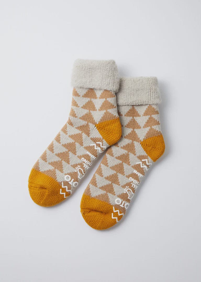 RoToTo Comfy Room Socks Beige/Gold Socks  - ZIGZAG Footwear