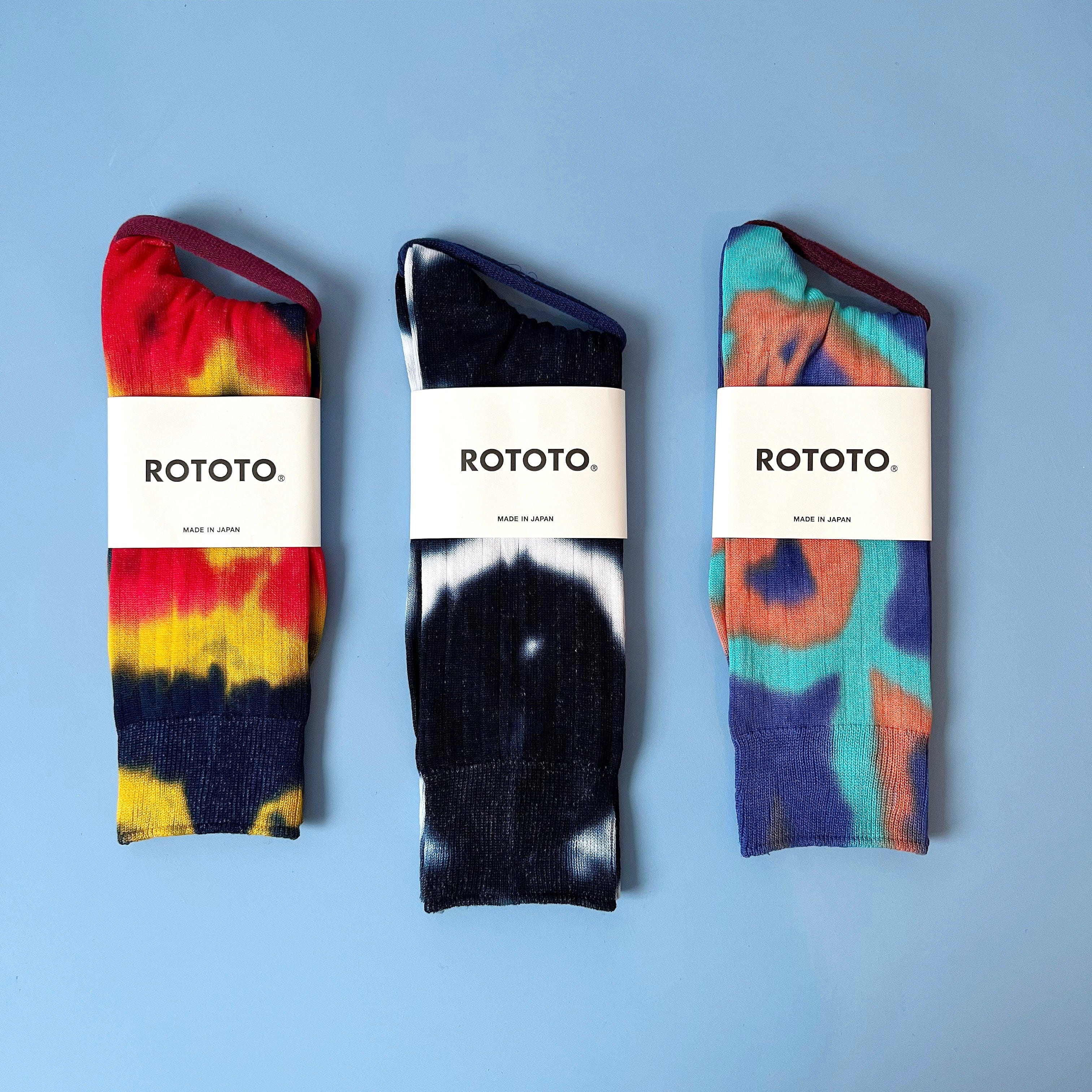 RoToTo Tie-Dye Formal Crew Socks Red/Blue Socks  - ZIGZAG Footwear