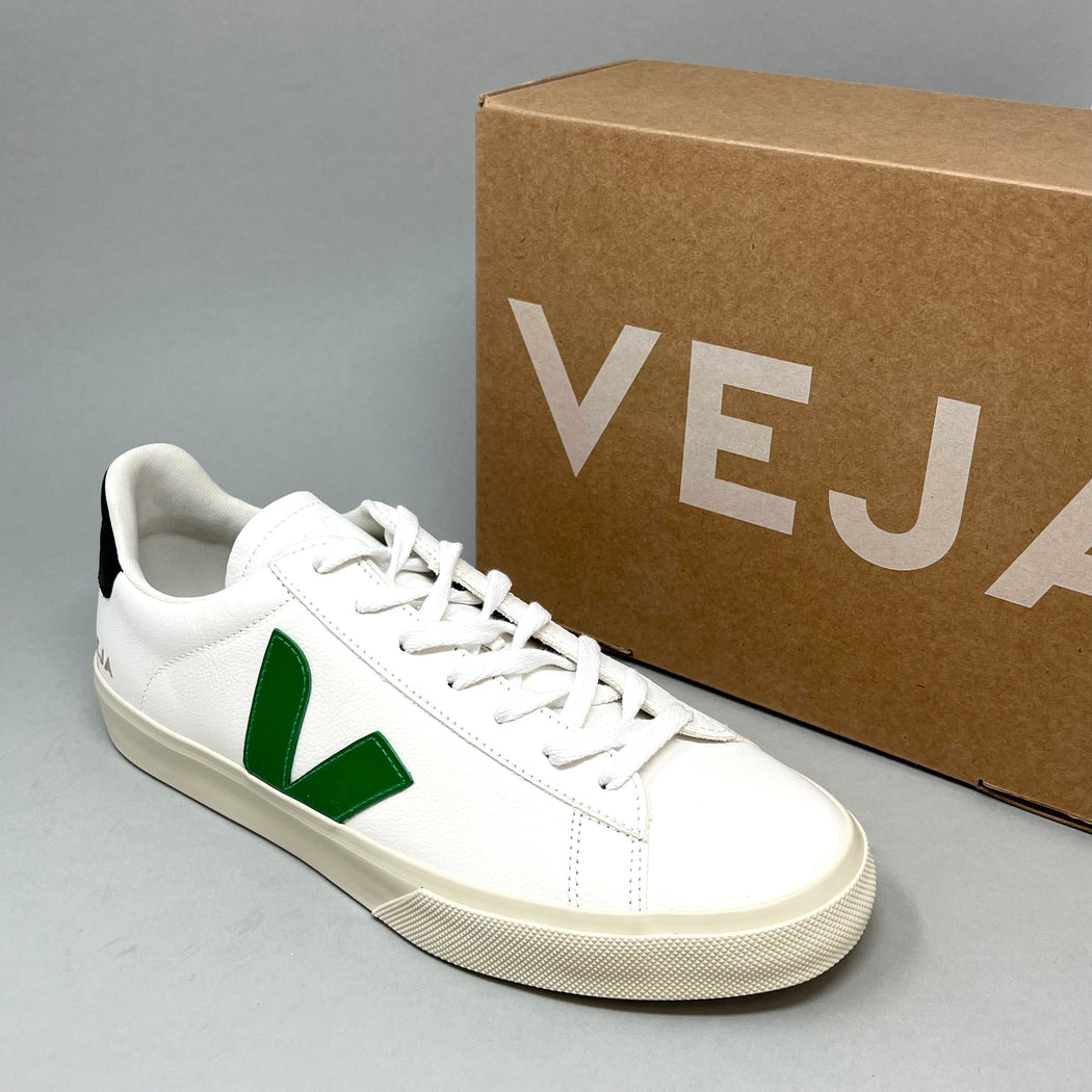 Veja Campo Mens Extra White Emeraude Black TRAINERS  - ZIGZAG Footwear