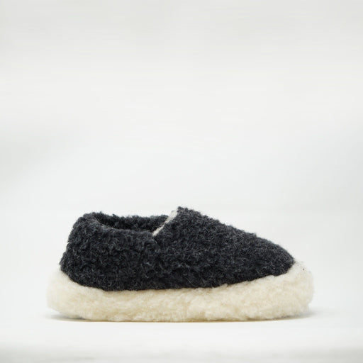 Yoko Wool Siberian Black SLIPPERS  - ZIGZAG Footwear